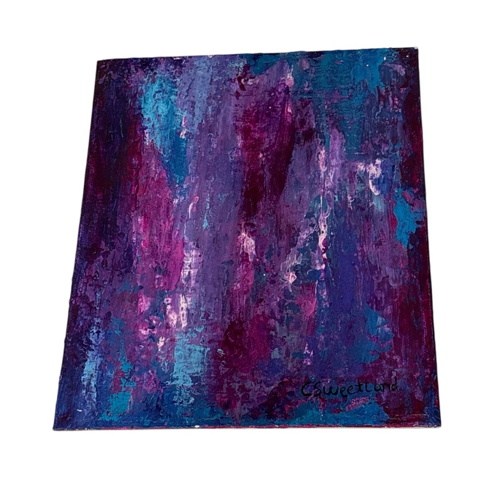 Abstract expressionism Art Purple and Blue on Canvas board